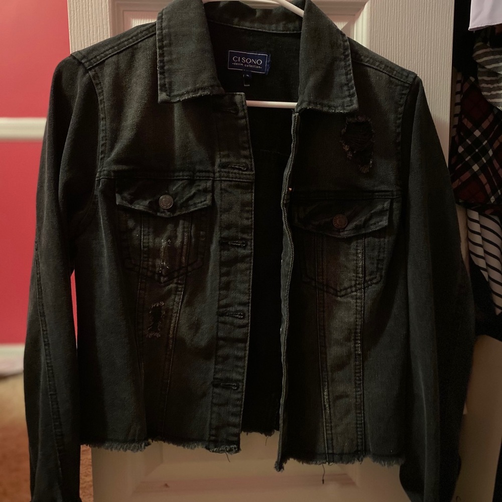 Crop black jean jacket